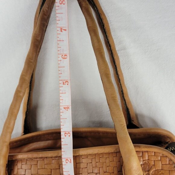 VNTG PATRICIA NASH, Woven Leather, Satchel, Cognac, Brown, Top Handle - Picture 15 of 16